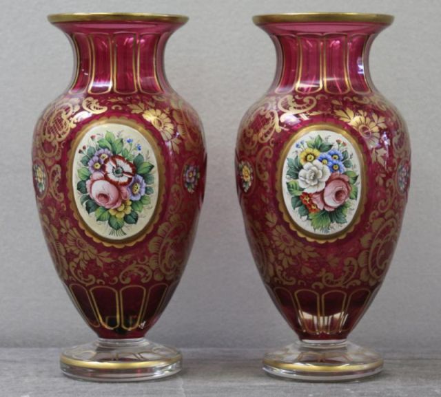 Pair of Ruby Enameled Vases From 15e460