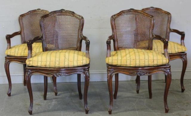 4 Louis XV Style Caned Armchairs Nice 15e475