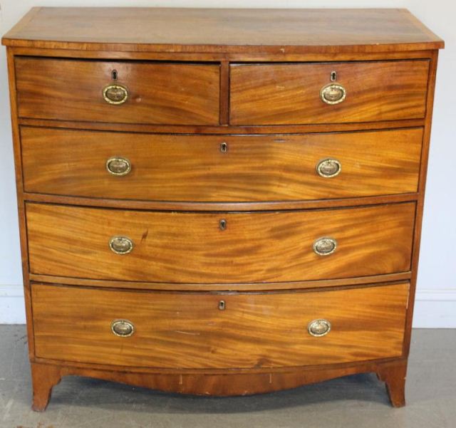 Antique Bow Front Satinwood Chest 15e48b