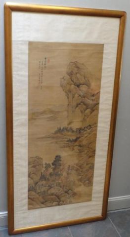 Signed Asian Scroll In Frame Signed 15e4c1