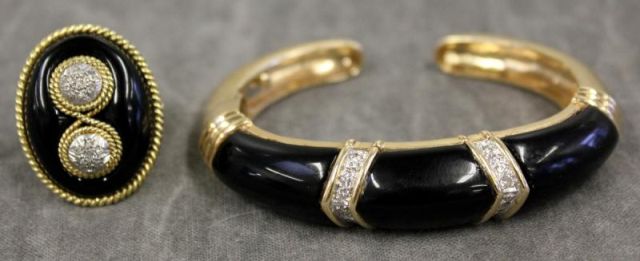 18kt Gold Onyx and Diamond Bracelet