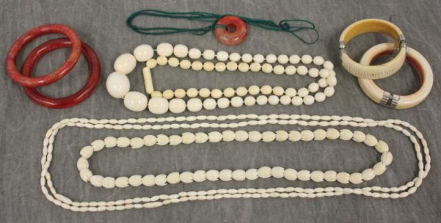 Jade and Ivory Jewelry Lot Includes 15e503