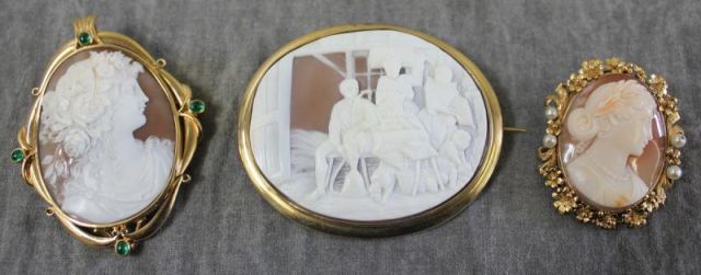 Cameo Lot Including 3 Brooches Includes 15e519