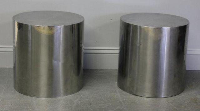 Pair of Midcentury Steel Round