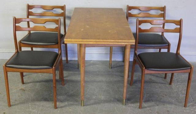 Midcentury Flip Top Table and 4 15e52c