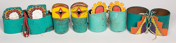 Hopi Painted Leather Dance Cuffs