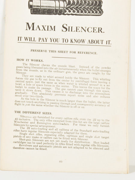 Maxim Silencer Firearms Co. Catalog