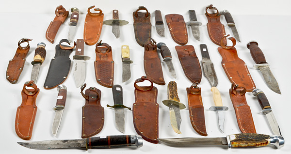 Sheath Knives Lot of Eighteen Makers 15e843