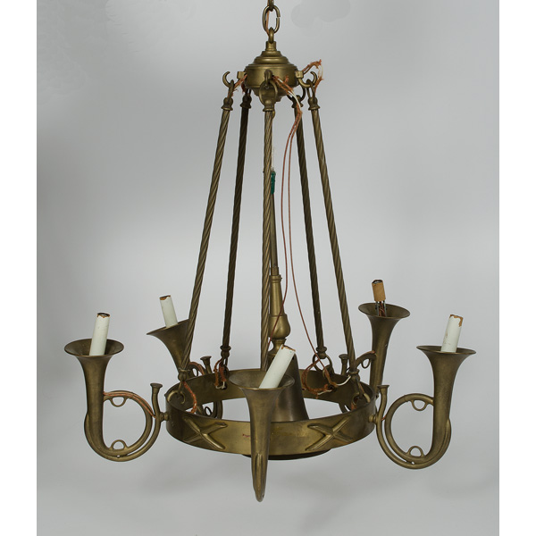 Brass Hunting Horn Chandelier 20th 15e8aa