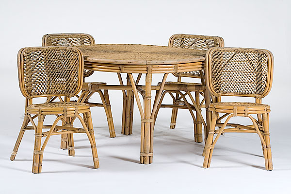 Bamboo Dining Set of Table and Four