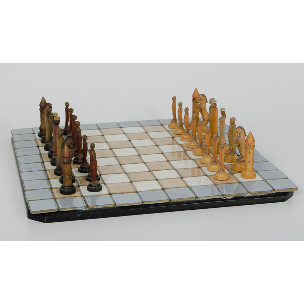 Chess Set 20th century a painted