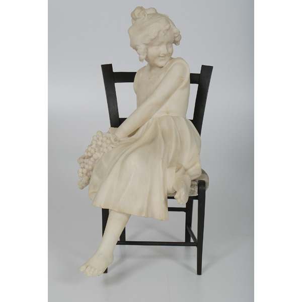 Marble Sculpture of a Girl Seated