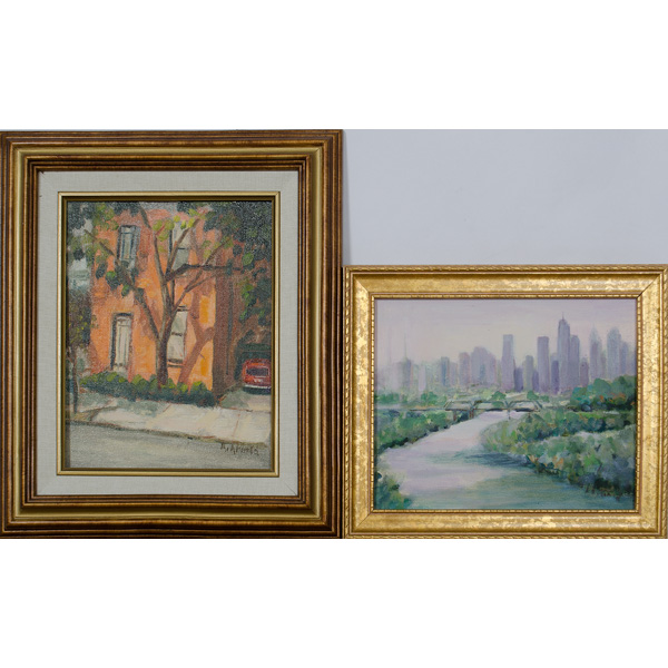 Two Paintings Cityscape and Orange