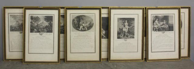 Set of 9 French Steel Engravings Representing 15eaab