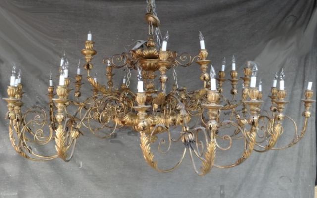 Palace Size Giltwood Two Tier Chandelier.From