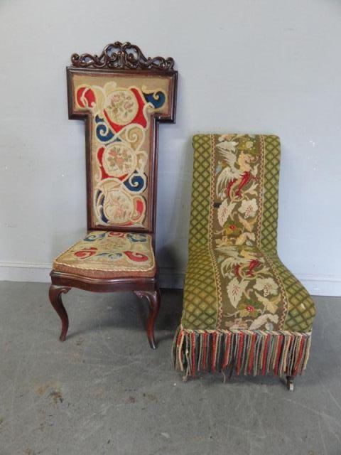 Two 19th Century Needlepoint Upholstered 15eb2a