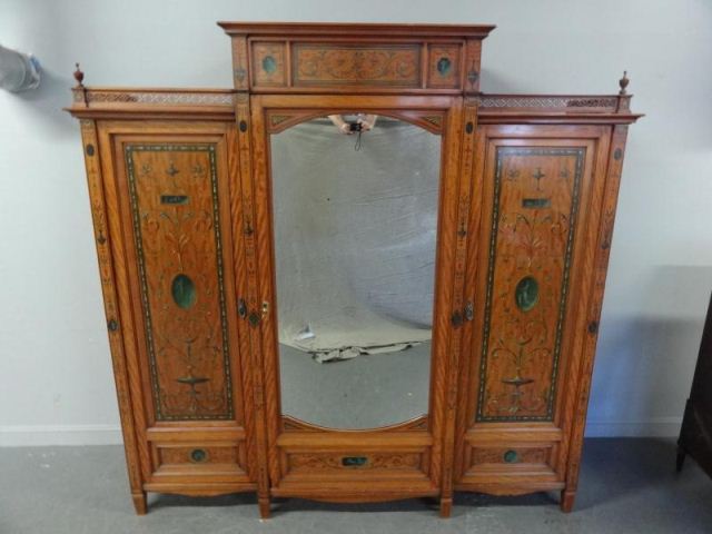 Adams Style Paint Decorated Armoire.A