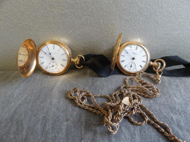 GOLD. 2 Ladies 14k Elgin Pocket Watches.1