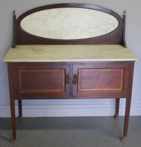 Edwardian Inlaid Marble Top Server