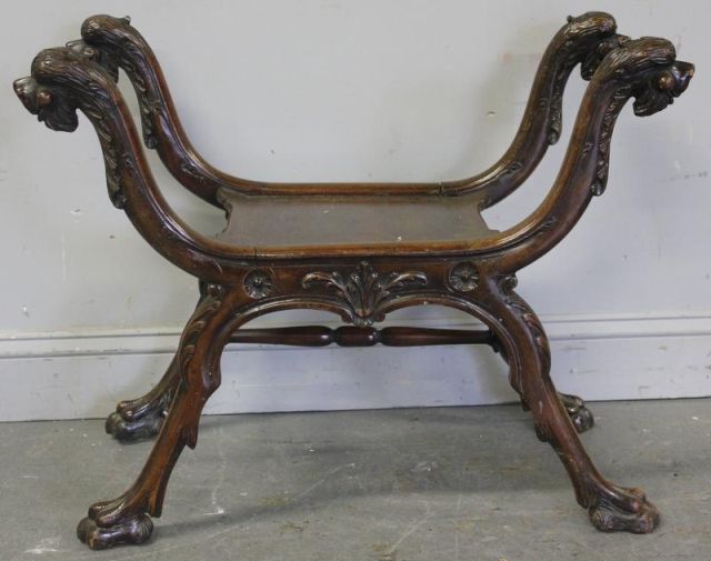 Mahogany Carved Window Seat with