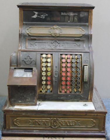 Vintage National Brass Cash Register From 15ebac
