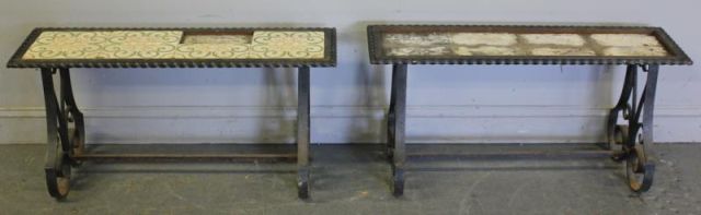 Pair of Cast Iron Benches.From a Larchmont