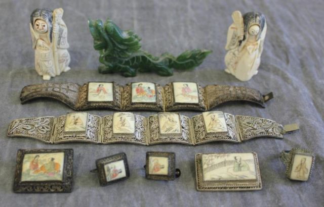 Asian Lot Including Jade and Jewelry Includes 15ebcb