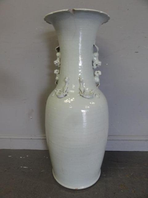Large Asian Celadon Urn With Carved 15ebcc