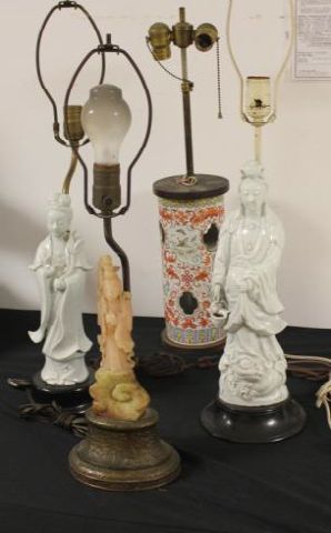 4 Asian Items Mounted as Lamps Includes 15ebe1