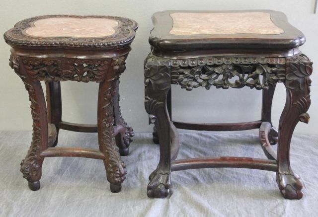 Two Antique Chinese Hardwood Stands 15ebe2