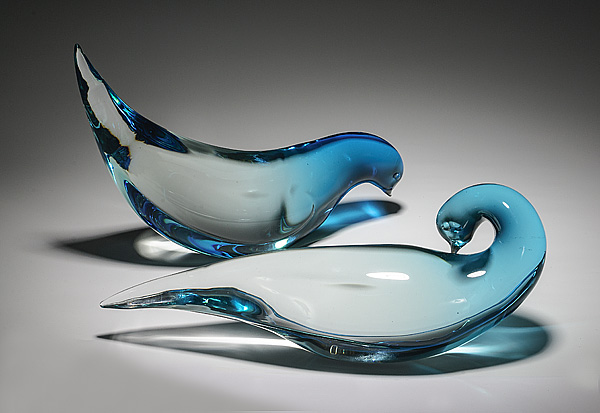 Alfredo Barbini Art Glass Doves