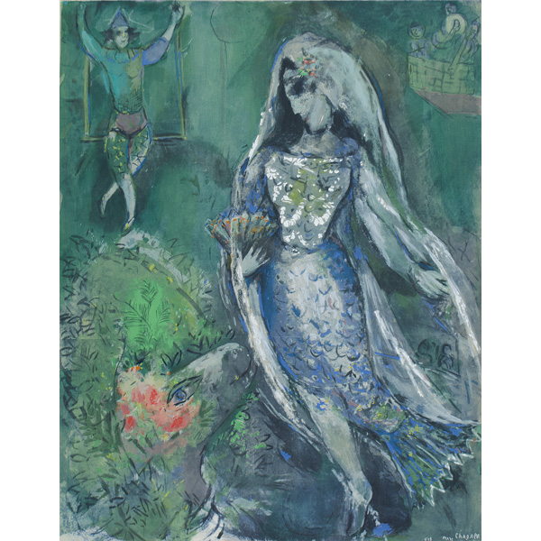 Bride and Goat Lithograph by Chagall
