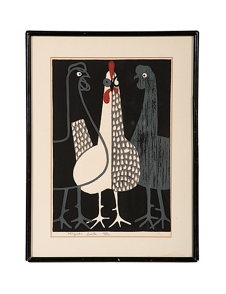 Chickens Print by Kiyoshi Saito