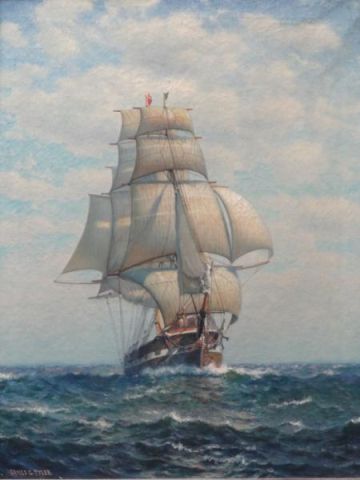 TYLER James G. 1910 O/C of Ship at Sea.Signed