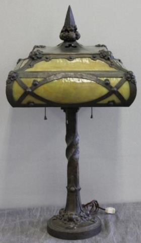 Arts and Crafts Bronze Table Lamp With 15ee51