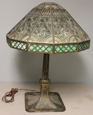 Large Antique Slag Glass Lamp.With