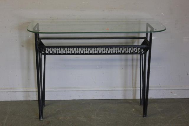 Midcentury Iron & Glass Console.From