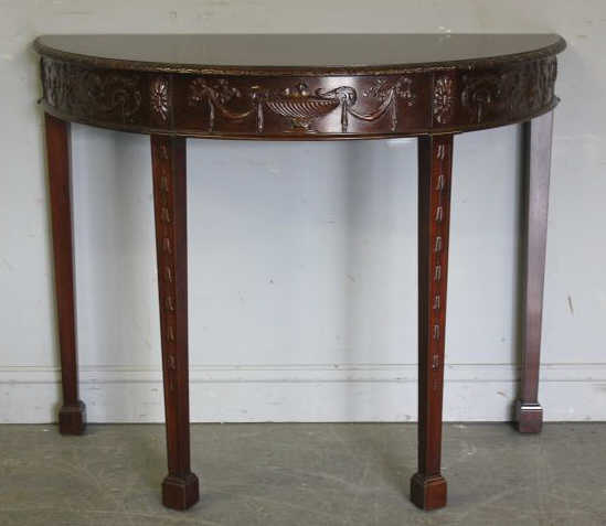 Adams Style Carved Demilune Mahogany