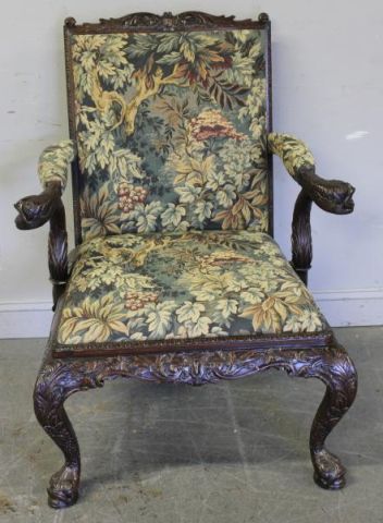 Irish Style Carved and Upholstered