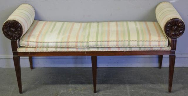 Mahogany Upholstered Window Bench.From