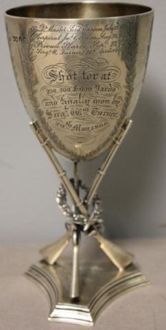 STERLING. English Trophy Cup With Rifles