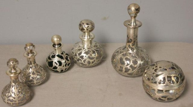 STERLING. Overlay Glass Lot.Includes