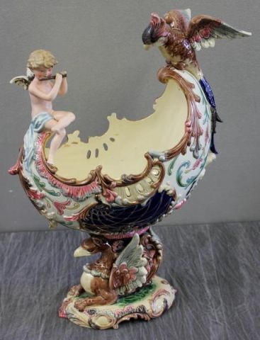 Majolica Ewer with Parrot and Putti 15eef0