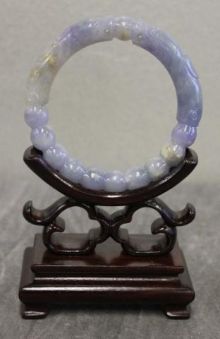 Lavender Jade Bracelet with Dragons.On