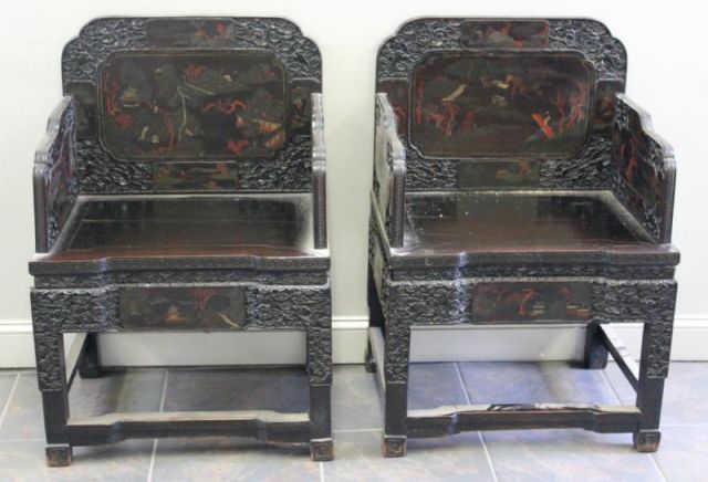 Pair of Asian Lacquered Finely 15ef69