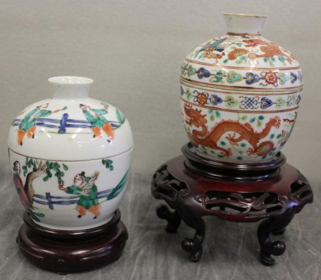 Two Antique Chinese Covered Rice