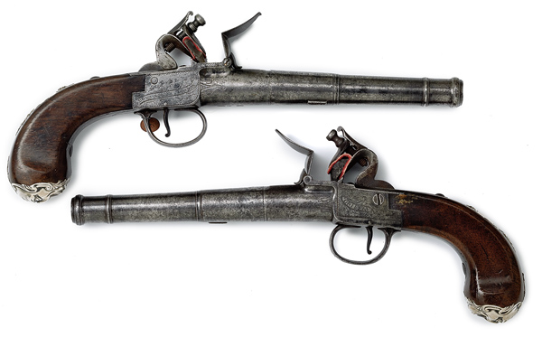 Pair of Queen Anne Box Lock Flintlock