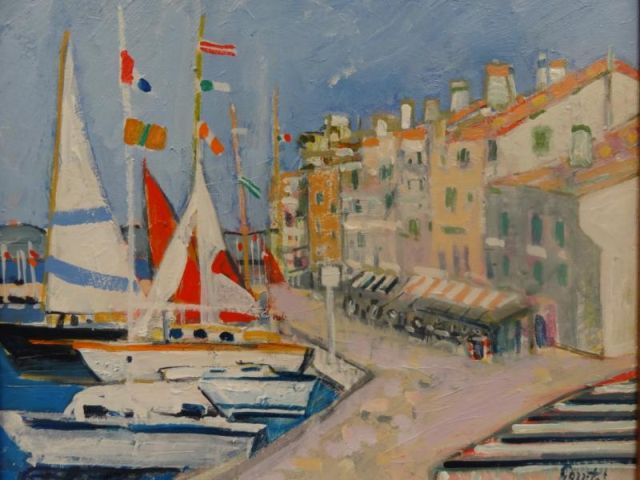 GORRITI Gilles Oil on Canvas Harbor 15f579