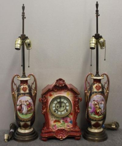 Royal Bonn China Clock with a Pair