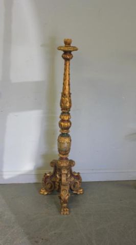 Carved Wood Torchiere Candlestick.From